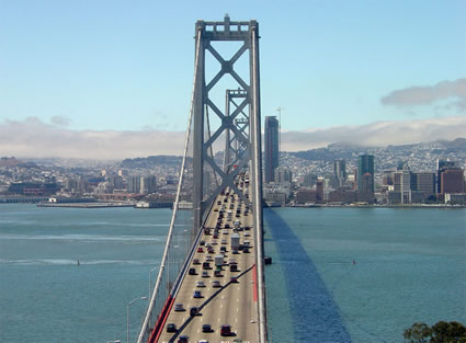 Upper Deck of the Bay Bridge in San Francisco, California
